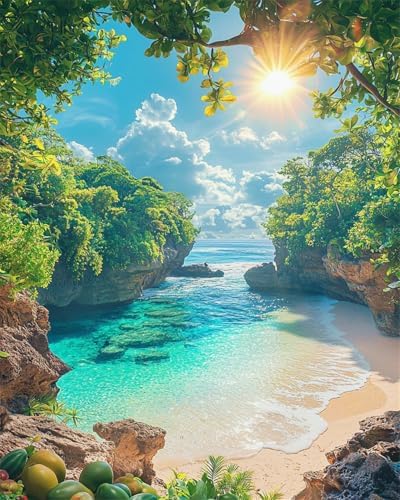ZRIZQ Landscape Paint by Numbers Kit for Adults Beginner,Beach,16x20 by ZRIZQ