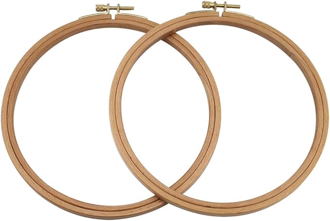 2 Pack 7 Inch Embroidery Hoop, Guofa 18CM Beech Wood Cross Stitch Hoops, Decorative Hanging Embroidery Frame for Needlepoint Sewing Project
