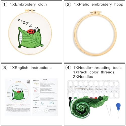 Embroidery Kits for Beginners Adults, Cute Hand Embroidery Starter Kit, Cross Stitch Kits for Beginners DIY Craft Kits for Adults Women, Entire Set of Embroidery Supplies【Full-Length Video Tutorial】 - Image 4