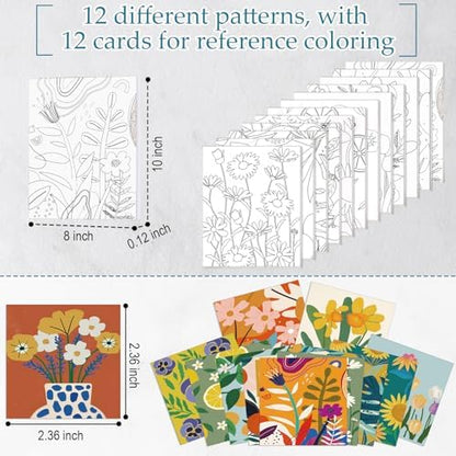 Ctosree 12 Sets Pre Drawn Canvas Kit for Painting,Flower,8 x 10 in - Image 2