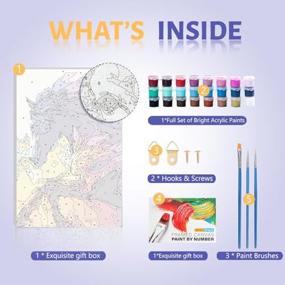 Framed Paint by Numbers Kit for Adults Beginner & Kids Ages 8-12, Abstract Horse Paint by Numbers Kits on Canvas, without Easel, DIY Acrylic Number Painting for Adults for Home Decor Gift 8 x 12 Inch - Image 4