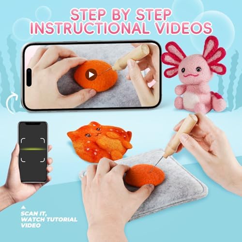 Gipony Needle Felting Kit, 6 PCS Animal Needle Felting Beginner Kits, Wool Felt Needle Felting Tools Foam Pad, Craft Party Supplies for Beginners Adult - Image 4