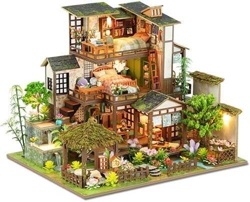 ISSEVE Miniature House Kit, Tiny House Building Kit Bamboo Spring Courtyard by ISSEVE