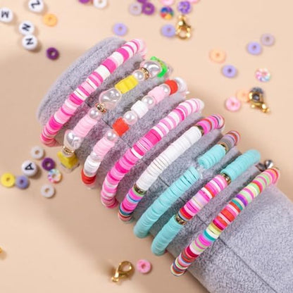 Ybxjges Clay Beads Bracelet Making Kit, 3800Pcs Polymer Flat Beads for Jewelry Making Heishi Beads for Friendship Bracelet Kit with Charm Kit for DIY Crafts Gifts for Girls Age 6-12 - Image 5