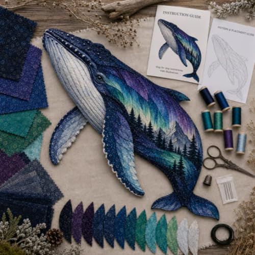 Northern Lights Wildlife DIY Patchwork Kit, Creative Fabric Craft Sewing Kit for Adults, Handmade Home Decor Project by Unknown