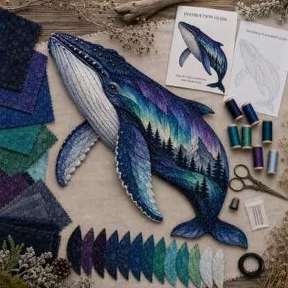 Northern Lights Wildlife DIY Patchwork Kit, Creative Fabric Craft Sewing Kit for Adults, Handmade Home Decor Project by Unknown