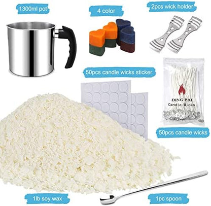 DINGPAI Candle Making Supplies, Candle Make Pouring Pot, Wicks & Soy Wax - Image 2