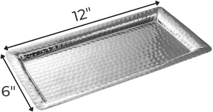 Monarch Abode Decorative Tray – 12-Inch Hand Hammered Nickel Finish Metal Bathroom Tray Countertop, Vanity Trays Organizer, Perfume Plate for Dresser, Kitchen Countertop Small Fruit Platter