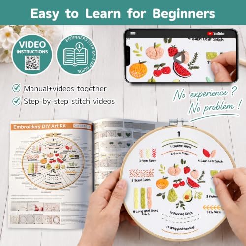 Meyocky Embroidery Kit for Beginners to Learn 31 Basic Stitches with Video - Image 3