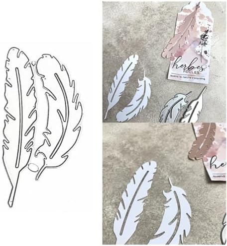 2pcs/Set Feather Frame Metal Die Cuts,Feather Frame Background Wedding Cutting Dies Cut Stencils for DIY Scrapbooking Album Embossing Paper Dies Card Making by YXXMCRAFT