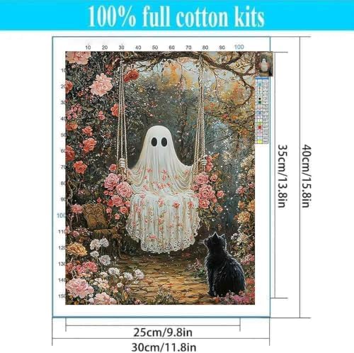 Halloween Ghost Cross Stitch Kits for Beginners Adults - Counted Cross Stitch Kits Needlepoint Cross-Stitch Patterns Dimensions Needlecrafts Embroidery Kits Arts and Crafts - Image 2