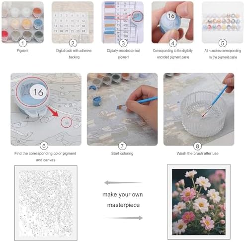 STVNKML Plant Floral Flowers Paint by Numbers Kit for Adults Beginners DIY Adult Paint by Number Kits on Canvas Digital Oil Number Painting Kits for Home Decor Gift 50x40cm - Image 3