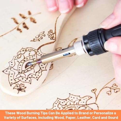 108 Pieces Wood Burning Tip Set, Brass Pyrography Tips Including Letters Numbers Symbols for Wood Burner DIY Carving Crafts - Image 4