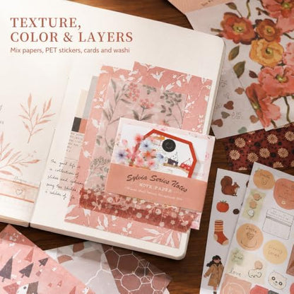 Diuhofart Aesthetic Scrapbooking Kit with A6 Notebook, Papers & Stickers - Image 5