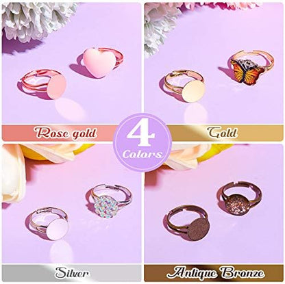 Herdear 40pcs Adjustable Blank Rings 12mm Base, Mixed - Image 4