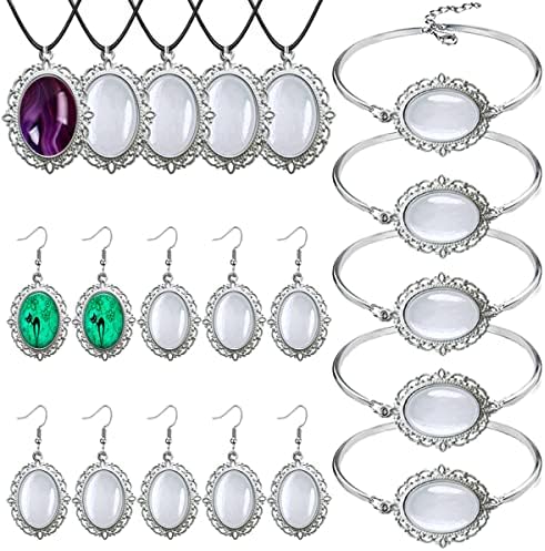 J6QIHANG 45pcs Oval Pendant Trays Kit with Glass Cabochons by Unknown