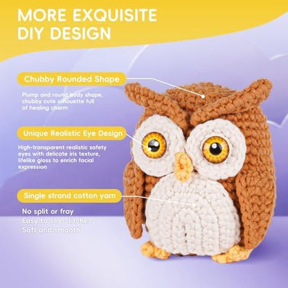 Crochet Kit for Beginners, 2-Pack owl Animal Kits for Adults, Amigurumi Set - Image 7