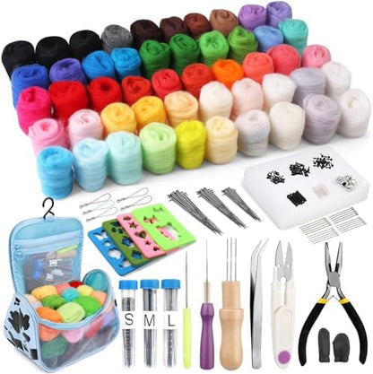 JUPEAN Needle Felting Kits for Beginners Adults 50 Colors Wool Felting Kit by Jupean