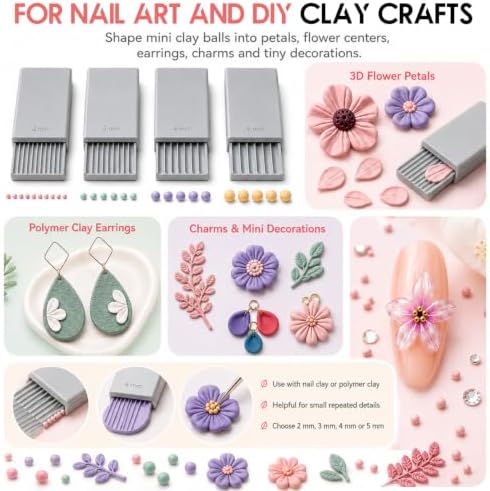 3D Print Clay Gel Ball Maker Tool,Mini Polymer Clay Bead Maker,for 3D Gel Flowers, Sphere Shaper Roller Tool for Perfect Round Beads, Earrings & Jewelry Making (1-2MM Pink) - Image 3