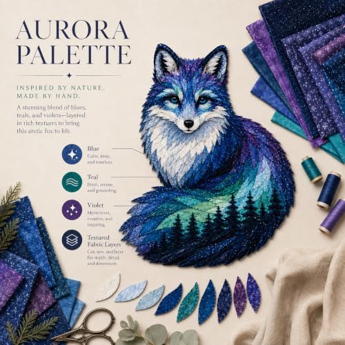 Northern Lights Animal Embroidery Kit DIY Fabric Patchwork Craft Set (FOX) - Image 6
