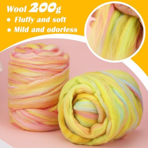 7.02 oz Colored Wool Roving Felting Wool Bulk Needle Felting - Image 3