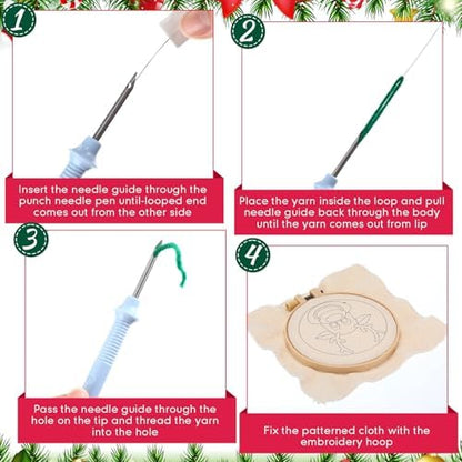 Yaomiao 6 Pcs Christmas Punch Needle Coaster Kit for Beginners, Adults - Image 4