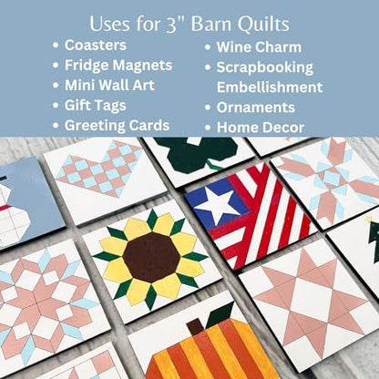 Barn Quilt Stencil | Unfinished Wood Quilt Block Painting Sign | DIY Painting Craft Kit for Adults | Farmhouse Wall Art and Quilting Decor (3 inches, HST Square) - Image 4