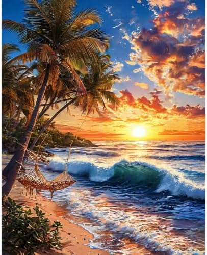 Beach Paint by Numbers Kit for Adults, DIY Oil Painting Canvas 16x20inch by Unknown