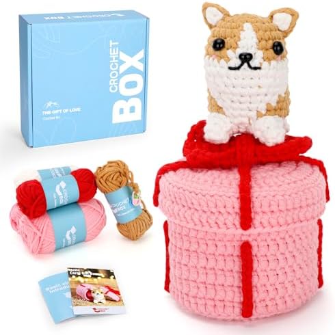 CrochetBox Corgi Dog Crochet Kit for Beginners, Easy Craft for Adults by CROCHETBOX