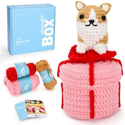CrochetBox Corgi Dog Crochet Kit for Beginners, Easy Craft for Adults by CROCHETBOX