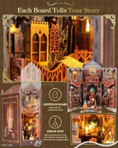 Vaki Vaki 2026 New DIY Miniature House Kit, Book Nook Puzzle with LED Light - Image 3
