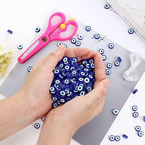 100pcs Evil Eye Polymer Clay 10mm Spacer Beads for Women Jewelry Making DIY Bracelet Necklace Hair Clip Accessories (Blue Evil Eye) - Image 4