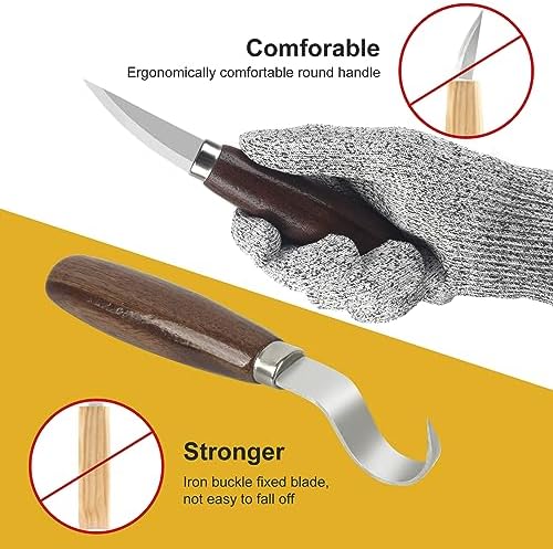 Wood Carving Kit, Wood Carving Tools Set with Wood Carving Knives Detail Knives Blocks Gloves Whittling Kit for Beginners Adults Kids Woodworking Tools for Spoon, Bowl, Kuksa Cup (26PCS) - Image 3