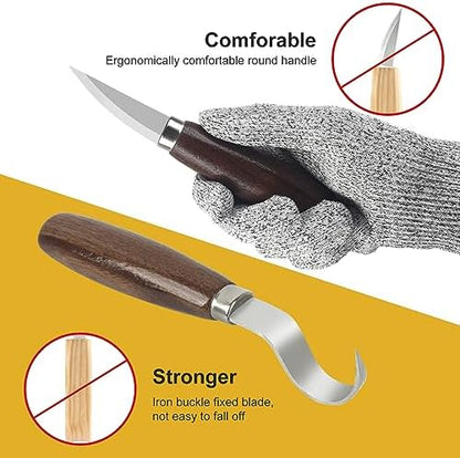 Wood Carving Kit, Wood Carving Tools Set with Wood Carving Knives Detail Knives Blocks Gloves Whittling Kit for Beginners Adults Kids Woodworking Tools for Spoon, Bowl, Kuksa Cup (26PCS) - Image 3