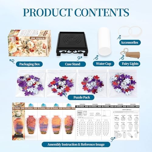 YunSheCSBS 3D Puzzle Vase for Adults with 120 Plastic Pieces, Adult Crafts - Image 4
