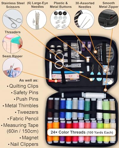 Vellostar Sewing Kit for Adults, 100-Piece Needle and Thread Travel Kit - Image 3