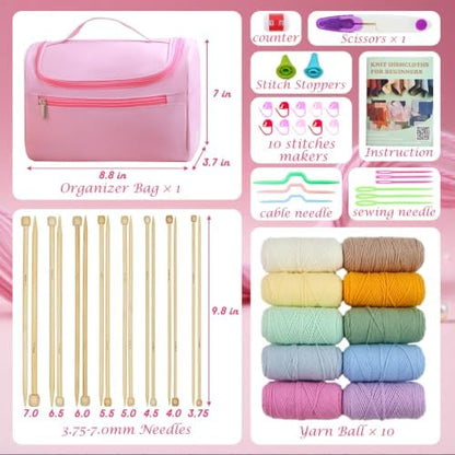 Lewhoo Knitting kit for Beginners, Complete Knitting kit for Adult with Bag - Image 6