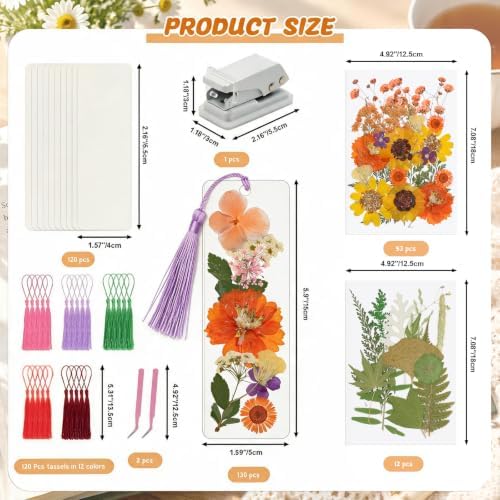 447 Pcs Dried Flower Bookmark Making Kit, DIY Craft for Adults - Image 2
