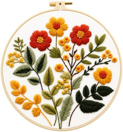 Zhenqing Floral Embroidery Kit for Beginners, Wildflower Botanical Needlework Kit with Pre-Printed Cotton Fabric, Hoop, Threads & Tools, Flower Wall Decor (C0126) by ZhenqingHomeFlagship