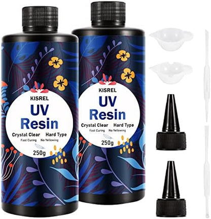 KISREL UV Resin 500g, Upgraded Hard Crystal Clear UV Epoxy Resin by KISREL