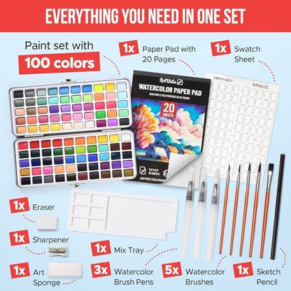 Premium Watercolor Paint Set Bundle with 100 Vibrant Colors for Adults - Image 2