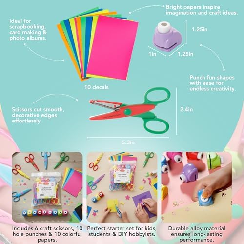 Craft Scissors Set – 26 Pcs, Paper Hole Punch & Decorative Cutting Edges - Image 3