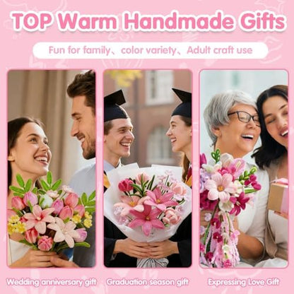 985pcs Multi-Pink Pipe Cleaner Flower Making Kit with Floral Supplies - Image 6