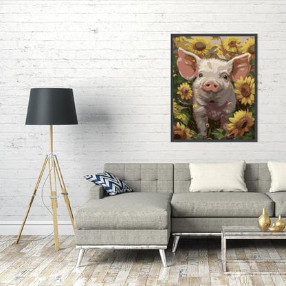 AALBLAC Pig Paint by Numbers Kit for Adults Beginners- Pig Sunflower Paint by Number Canvas, Easy Animal Acrylic Painting by Numbers for Home Wall Decor (16x20 inch) - Image 5