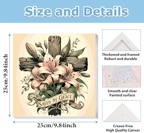 Cross Paint by Numbers Kit for Adults Beginner, Paint by Numbers 10x10 Inch - Image 3