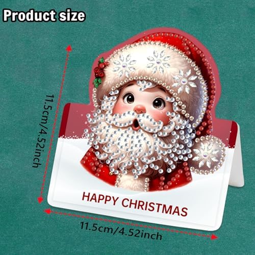 DIY Diamond Art Painting Greeting Card Creative Holiday Blessing 3D Folding Set Stationery Ornament Present Handmade-Santa Claus - Image 2