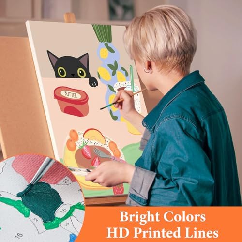 6 Pack Paint by Numbers Kit for Adults Beginner Black Cat, 10x14 Inch - Image 5
