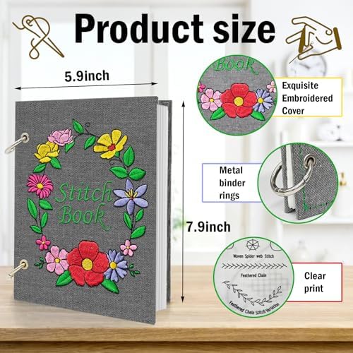 Upgraded Embroidery Stitch Book Kit, 106 Patterns DIY Book Embroidery Kit - Image 7