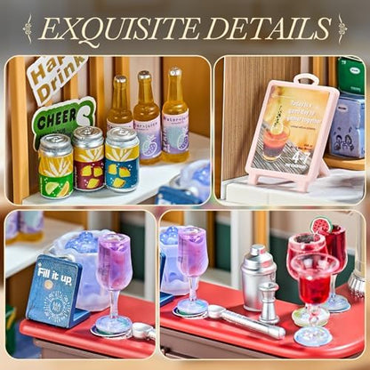 Super Mini Miniature Lounge Bar DIY Kit with Acrylic Display Case - Image 4