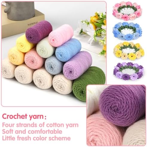 Iuuidu Crochet Kit for Beginners-4PCS Coaster Pot Crochet Flower Kit - Image 3